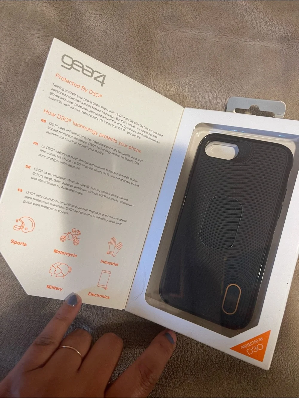 Black Textured iPhone Case with Orange Accent